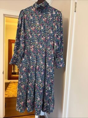 Vintage J. CHRISTOPHER Rayon Long Sleeve Midi Dress Women’s Floral size 8